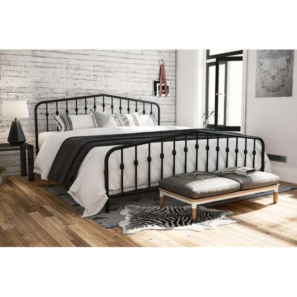 Novogratz Bushwick Metal Bed, King, Black