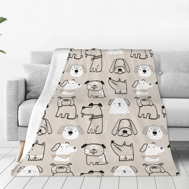 Fotbe Puppy Manta de Franela Acolchonada con Estampado, Súper Suave y Esponjosa, Extra Grande para Sofá, Cama, Uso Todo el Año-40"x30"