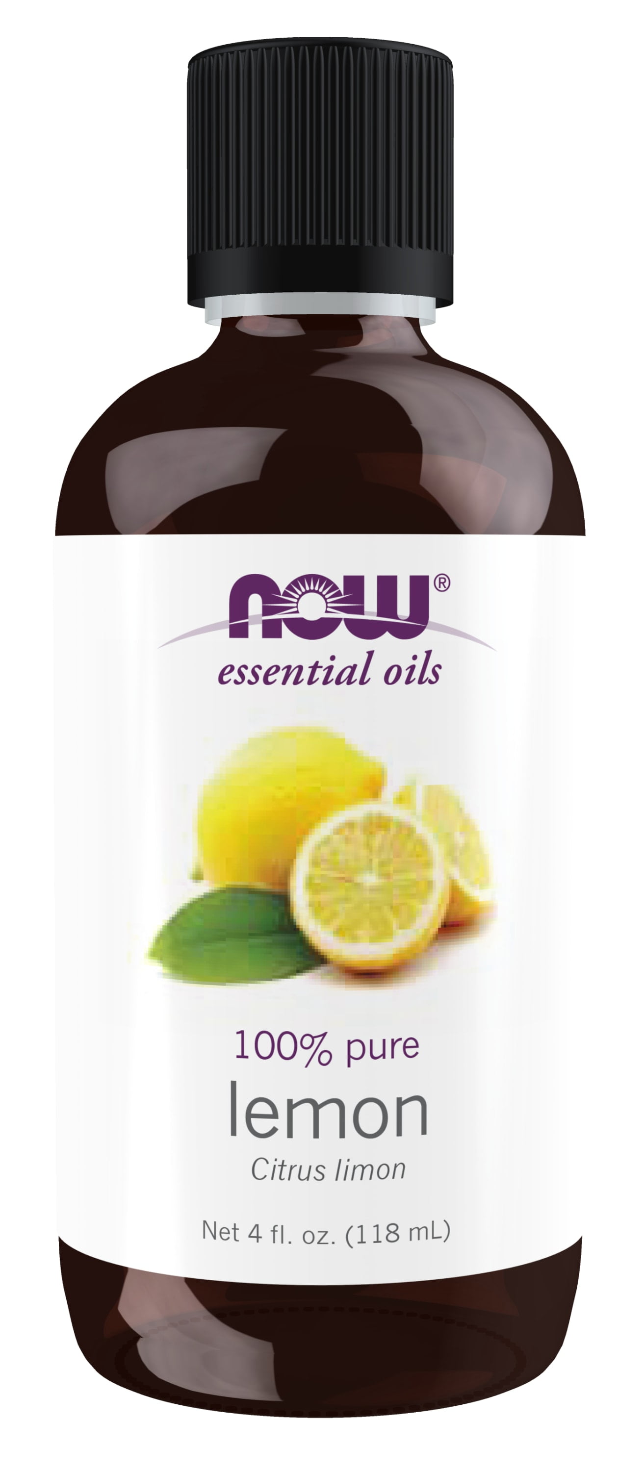 NOW Essential Oils, Lemon Oil, Cheerful Aromatherapy Scent, Cold Pressed, 100% Pure, Vegan, Child Resistant Cap, 4-Ounce