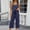 Dark Blue, variant on WCJM Summer Tennis Shorts Two Piece Sets for Women Crew Neck Short Sleeve Matching Shirt Outfit Soft Loose Pajama Loungewear Sleepwear for Ladies
