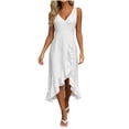 thumbnail image 2 of Aimik Women's Sleeveless V-Neck Ruffle Hem Midi Dress Asymmetrical High Low Romantic Summer Beach Dress, 2 of 5
