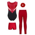 thumbnail image 4 of Haitryli Gymnastics Leotards for Girls Ballet Leotards with Tumbling Shorts Yoga Leggings and Hairband Burgundy 8, 4 of 7