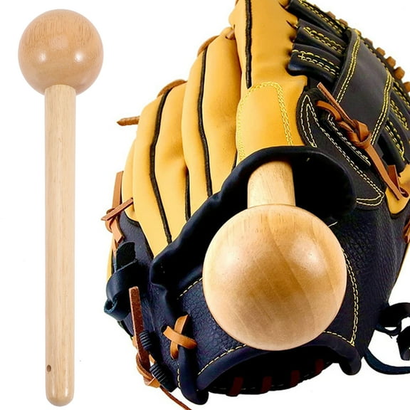 Houderco 1Pack Wooden Mallet for Baseball Glove Shaping Lollipop Shape Long Handle 12.18X2.75X2.75in