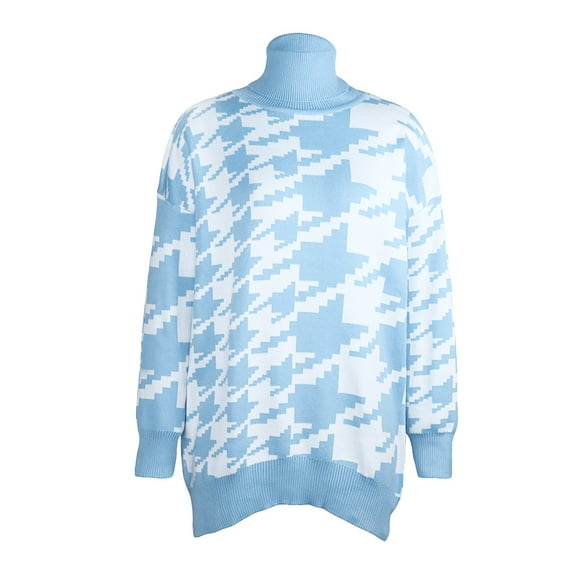 asdoklhq Womens Plus Size Clearance,Loose Casual Long Sleeve Round Neck Print Retro Pullover Sweater