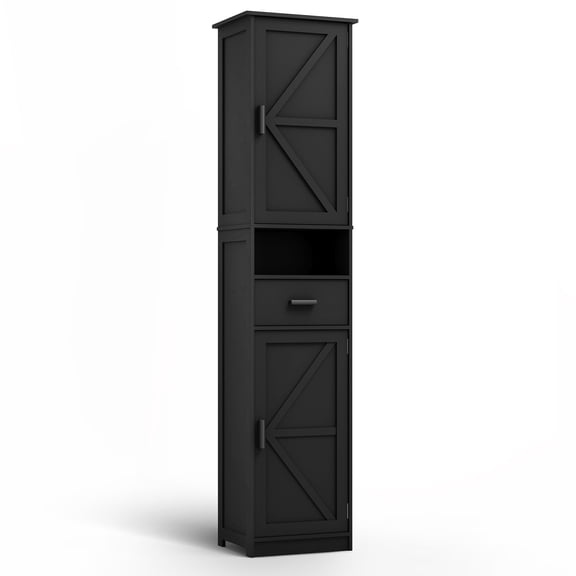 69" Bathroom Cabinet, Modern Floor Tall Cabinet With 1 Drawer, 2 Doors And Adjustable Shelves, Narrow Storage Cabinet For Home, Kitchen, Living Room