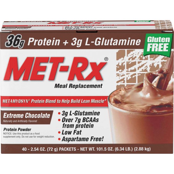 METRx Meal Replacement Extreme Chocolate Whey Protein Powder, 2.54 Oz, 40 Count