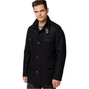 Manteau Melton en laine Cole Haan Signature pour hommes avec bavoir en nylon, noir, petit