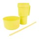 thumbnail image 3 of Vaso de plástico 2 en 1 con pajita y abertura grande para aperitivos, ideal para cine, casa, viajes, color amarillo, 3 of 14