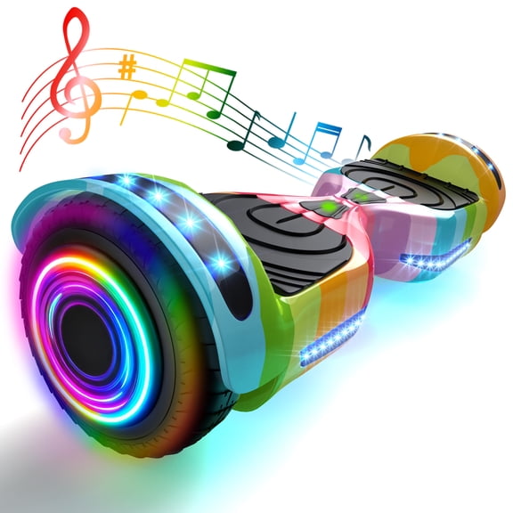 HOVERSTAR Hoverboard pour Enfants et Ados (Système HOVERSTAR 2.0), Design Chromé et Stylé, Haut-Parleur Bluetooth Intégré, Roues à DEL Clignotantes, Trottinette Électrique Auto-Équilibrée, Certifié UL 2272 (Arc-en-Ciel)