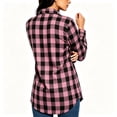 thumbnail image 5 of TRUNZI Women's Button Down Plaid Shirts Long Sleeves Lapel Collar Casual Regular Fit Shackets with Chest Pocket,Hot Pink,Size M, 5 of 8