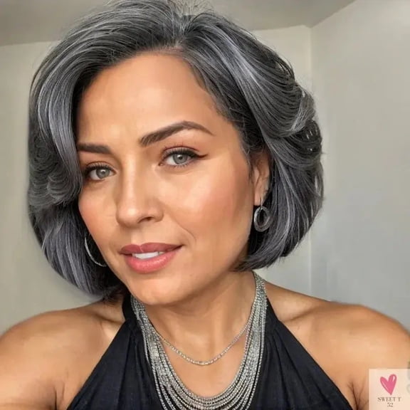 250% Salt and Pepper 5x5 GLUELESS Body Wave, Short Bob Wig, Lace Closure Human Hair Wig for Women