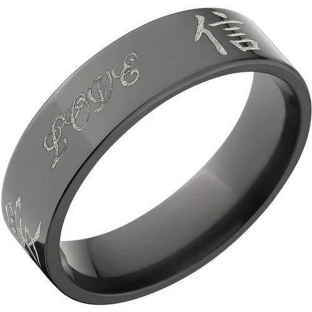 5mm Flat Black Zirconium Ring with the Japanese Kanji for