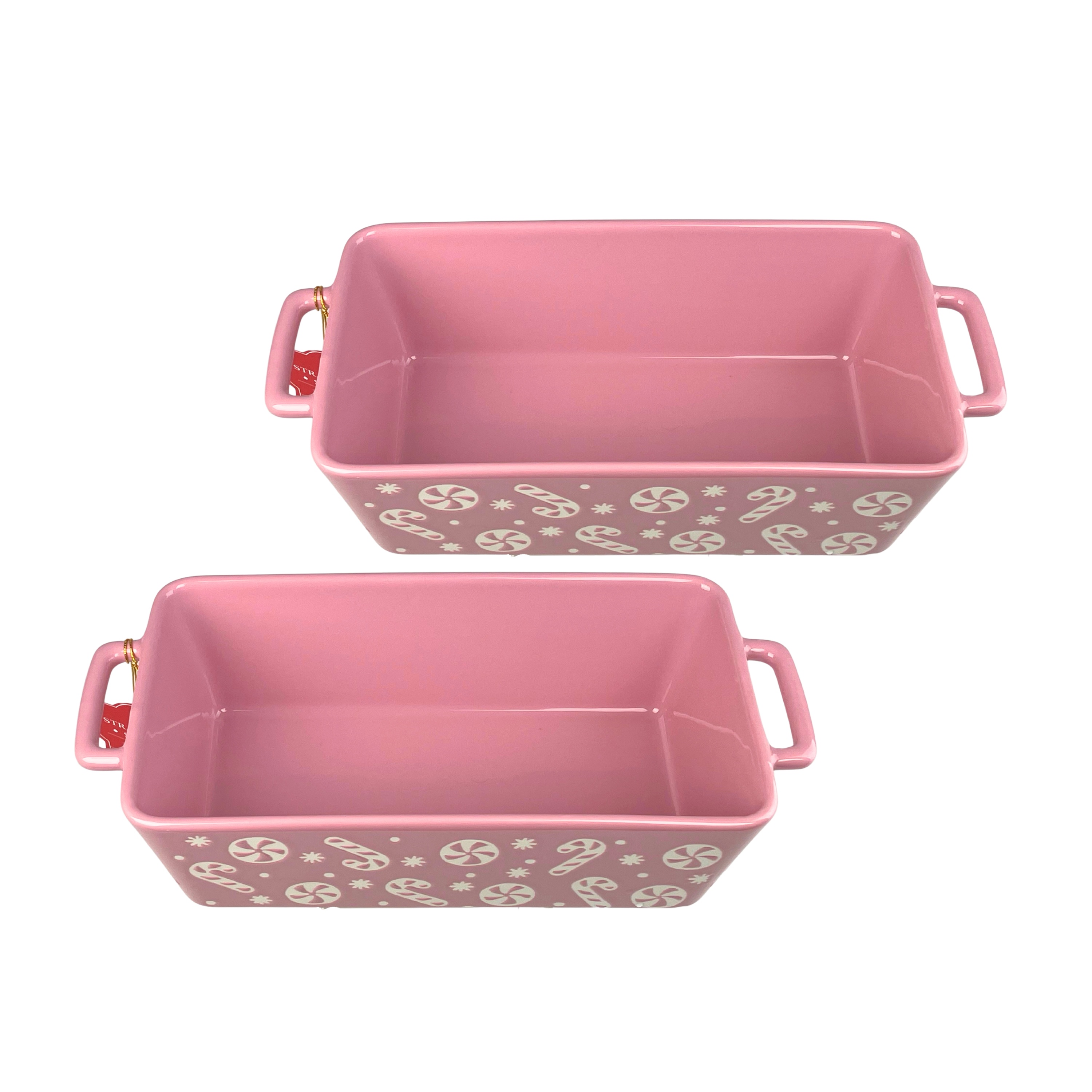 Winter Candyland 10" Ceramic Loaf Set of 2, Pink