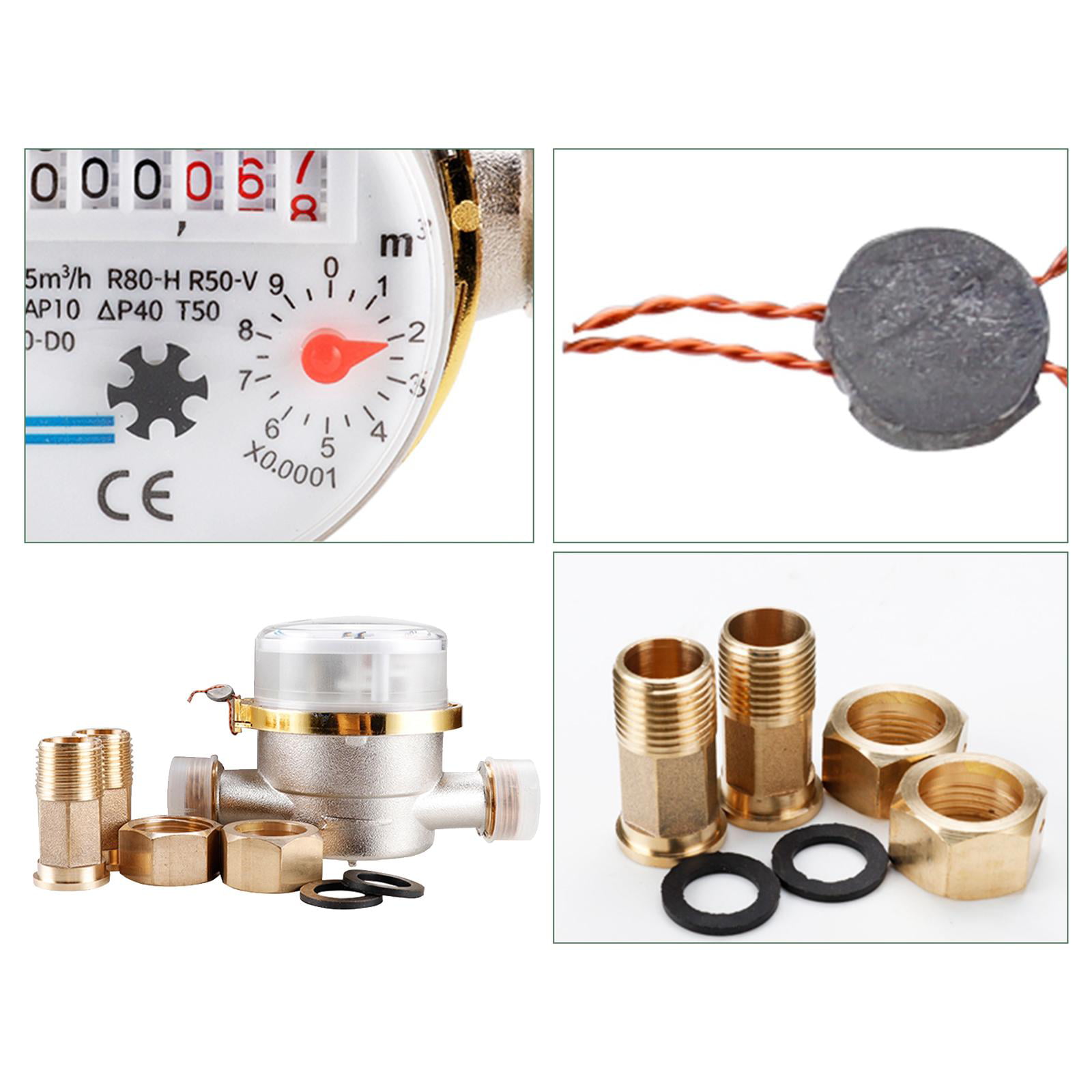 Details about   20mm 3/4" Heavy Duty Brass Water Flow Measure Cold Water Meter Home Garden Use 