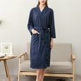 thumbnail image 6 of Women Water Absorption Bath Robe Solid Waffle Bathrobe Spa Home Dress Nightgown, 6 of 8
