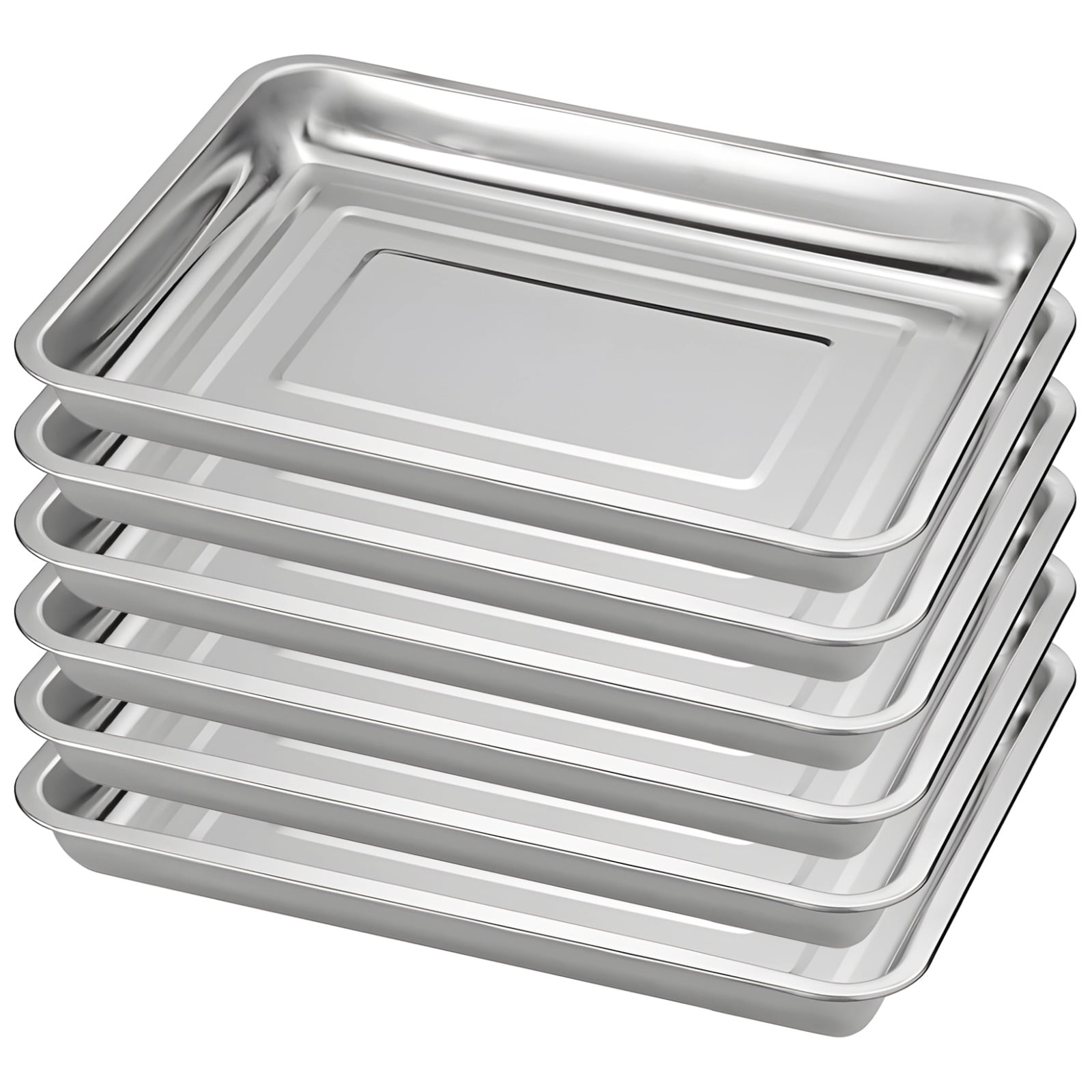 6 Pcs Seed Starter Trays, Stainless Steel Plant Germination Trays, Rectangle Nursery Seedling Pots, Easy-to-Clean Seed Sprouting Trays, Plant Trays for Indoor and Greenhouse Gardening