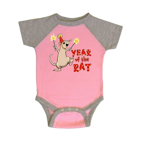 

Inktastic Year of the Rat with Sparklers in Red Party Hat Gift Baby Boy or Baby Girl Bodysuit