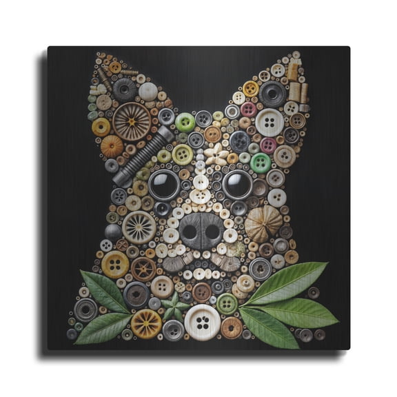 Luxe Metal Art 'Dog Collage' by Rey Klimt Metal Wall Art, 12" x 12"