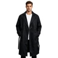 thumbnail image 2 of Maqroz Mens Long Trench Coat Double Breasted Notch Lapel Fall Winter Windbreaker Casual Business Formal Overcoat Classic Outerwear with Waist Belt, (Black,XXL), 2 of 5