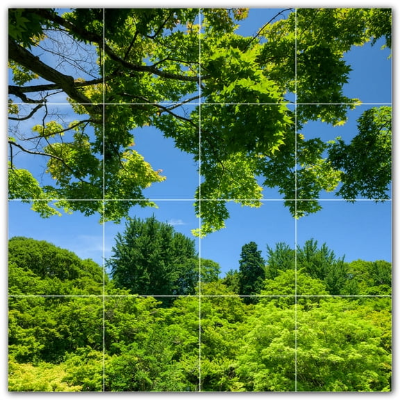 Picture-Tiles.com: Trees Ceramic Tile Wall Mural WAL501015-44XL. 48"W x 48"H using (16) 12" x 12" Ceramic Tiles-Satin Finish