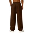 thumbnail image 4 of GrmtClth Mens Wide Leg Drawstring Pants Elastic Waist Loose Fit Casual Trousers Lightweight Breathable for Summer Daily Wear Coffee L, 4 of 8