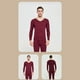 thumbnail image 5 of Qarigey Conjunto de ropa interior térmica para hombre, engrosamiento sin costuras, Otoño Invierno, hogar, escuela, sueño, capa básica, ropa Ropa interior Vino rojo, 5 of 6