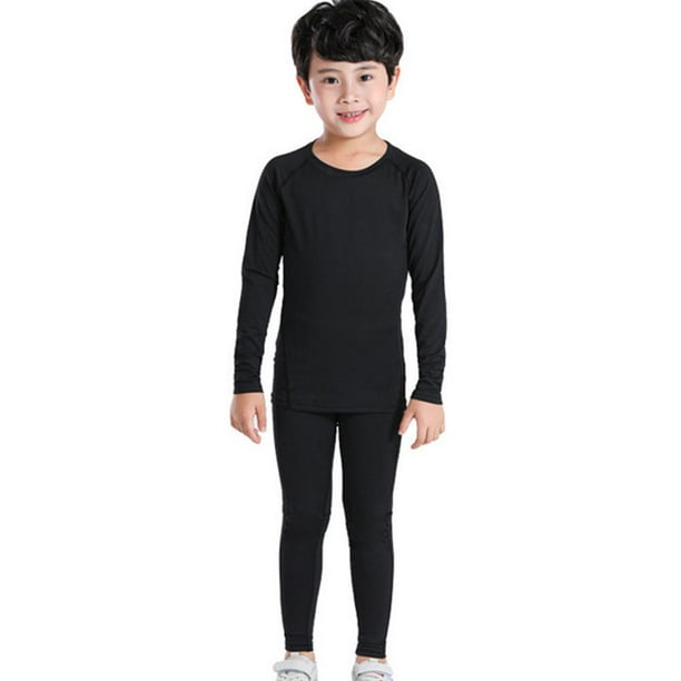 Breathable Children's Sports Suits Compression Shirt Leggings Velvet  Thermal Underwear Boy Fitness Training Ski Warm Sportswear