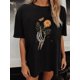 thumbnail image 1 of Halloween Drop Shoulder T-shirt Casual Vintage Skulls Print Crew Neck Loose Short Sleeve Fashion Tops Women's Clothing, 1 of 5