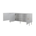 thumbnail image 4 of Inspired Home Kai Sideboard Buffet 3 Doors Brushed Finish Gold Handle and Leg Tip 3 Adjustable Shelves, Light Grey, 4 of 10