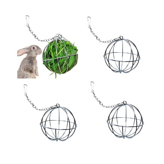 chaungfeng 4 PCS Hay Feeder Ball, Hay Rack Ball, Small Animal Stainless Steel Grass Ball Grass Rack Ball for Rabbit Guinea Pig Hamster Hay Dispenser Hanging Ball Feeder Pet Supplies