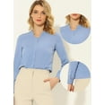 thumbnail image 2 of INSPIRE CHIC Blusa de gasa sólida de manga larga para oficina de trabajo para mujer Gris azul XL, 2 of 4