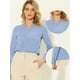thumbnail image 2 of Blusa de gasa sólida de manga larga para oficina de trabajo para mujer Gris azul L, 2 of 4