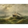 thumbnail image 2 of Albert Rieger 18x14 Black Ornate Wood Framed Double Matted Museum Art Print Titled - Steamboat in a Storm on the North Sea, 2 of 5