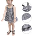 thumbnail image 3 of Girls' New Striped Plaid Linen Sling Backless Loose Casual Sleeveless Princess Dress Girls Baby Outfit Clothes,  1T-6T, 3 of 7