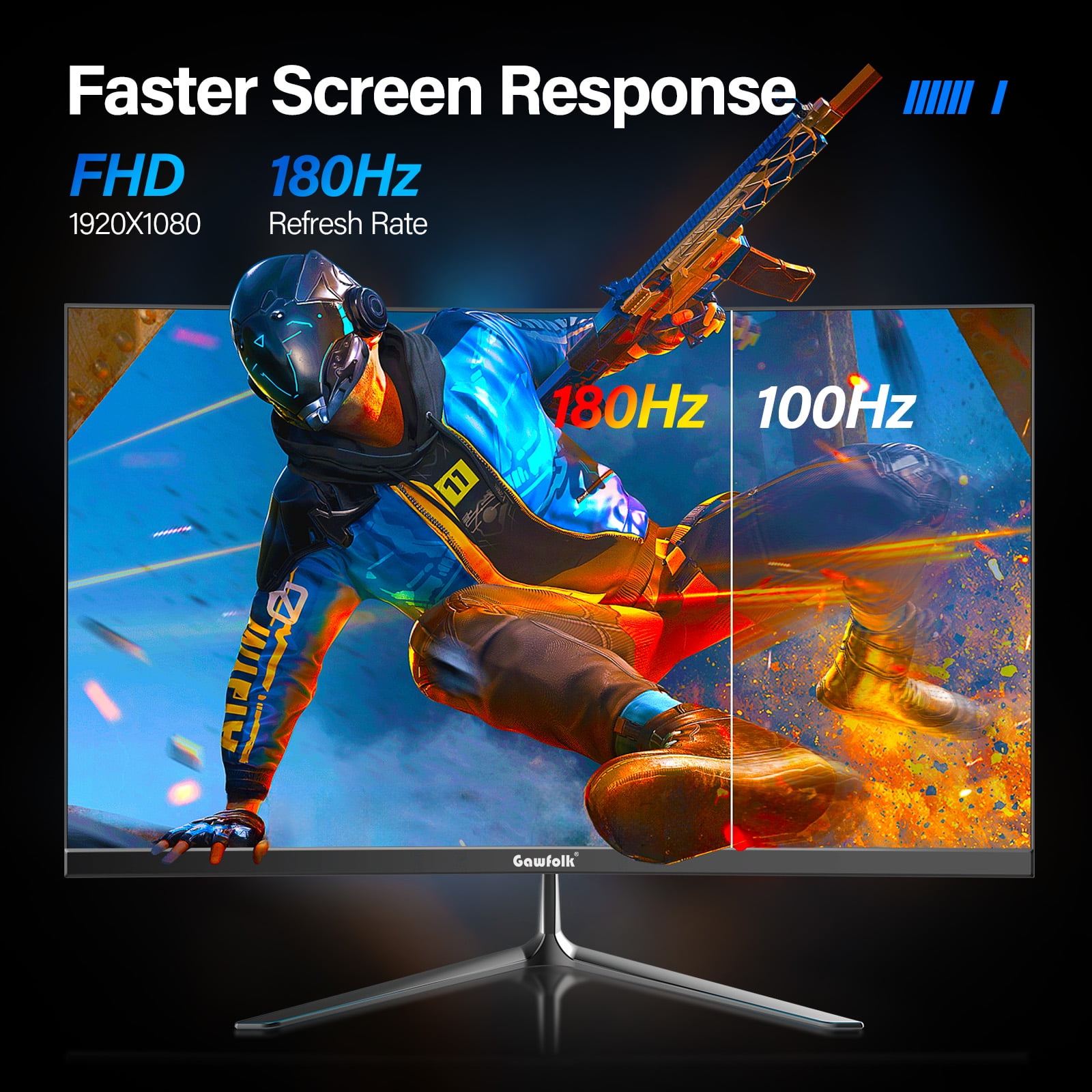 Gawfolk 24.5" 200Hz Gaming Monitor FHD | Frameless | Built-in speaker| 100% sRGB | Eye Care | VESA