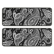 Kitchen Rugs Sets Of 2,Black Paisley Pattern Anti Fatigue Kitchen Mat Rugs Non Slip Washable,Decorative Kitchen Floor Mats for Kitchen,Sink,Laundry,17"x47" 17"x47"