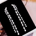 thumbnail image 3 of New Long Fringed Earrings Fashionable Zircon Silver Needle Earrings High-end Water Drop Geometric Earrings, 3 of 20