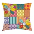 thumbnail image 1 of Colorful Throw Pillow Cushion Cover, Various Type of Floral and Geometric Forms Mixed Polka Dots Tartan Stripes Design, Decorative Square Accent Pillow Case, 16 X 16 Inches, Multicolor, by Ambesonne, 1 of 2