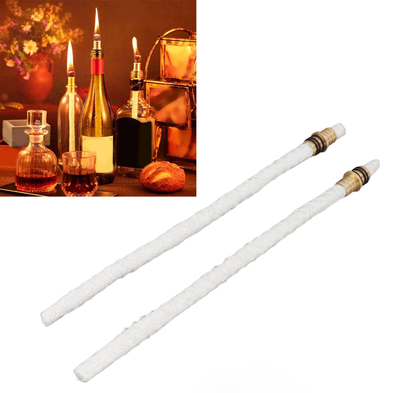 Sorven Wine Bottle Torch Wicks Kit Wine Bottle Torch Wicks, Torch Wicks 10PCS with 2PCS Brass Torch Wick Holders and Caps for Garden