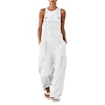thumbnail image 3 of QSAWXQZ Womens Wide Leg Cargo Overalls Adjustable Straps Sleeveless Pockets Bib Jumpsuit Casual Pants 2XL, 3 of 6