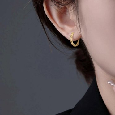 PANSTAR 18K Gold Plated Chunky Hoop Earrings - 2-in-1 Convertible CZ Drop Earrings For Women