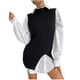 thumbnail image 1 of Suéter de chaleco sin mangas de punto de color sólido dividido informal a la moda para mujer Fridja  hjk128, 1 of 5