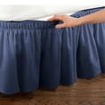 thumbnail image 2 of Collections Etc Wrap Around Bed Skirt, Easy Fit Elastic Dust Ruffle, Navy, Queen/King, 2 of 4