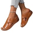 thumbnail image 3 of Wide Width Wedge Sandals for Women Orthopedic Peep Toe Hollow Slip On Slides Ladies Low Heel Comfy Cushioned Footbed Arch Support Slides Recovery Mules Casual Shoes for Outdoor Indoor Daily Wear, 3 of 5