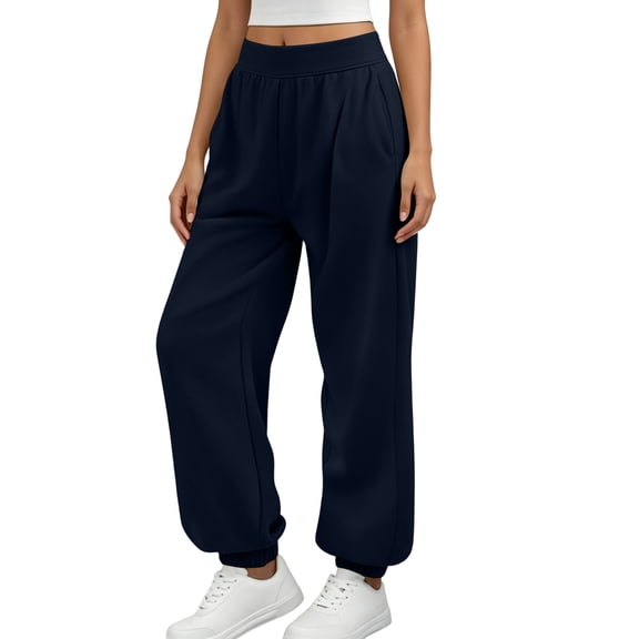 SAWOBUUN Women High Waisted Joggers Pants Soft Loose Fit Sweatpants Casual Athletic Solid Color Pants with Pockets
