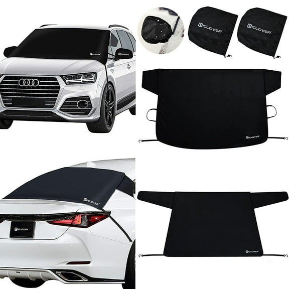IC ICLOVER Front Rear Car Windshield Cover for Ice and Snow | Upgraded 600D Oxford Fabric Sun Shade Cover Car Snow Cover with Side Mirror Guard for Any Weather | Water, Heat & Sag-Proof