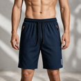 thumbnail image 2 of Men's Athletic Quick Dry Shorts, Lightweight Running Workout Casual Gym Outdoor Activities Shorts with Zipper Pockets, Blue, 2 of 6