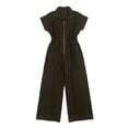 thumbnail image 2 of IUYRTFE Women V Neck Short Sleeve Wide Leg Jumpsuit with Drawstring Waist and Pockets for Vacation Beach Summer, 2 of 6