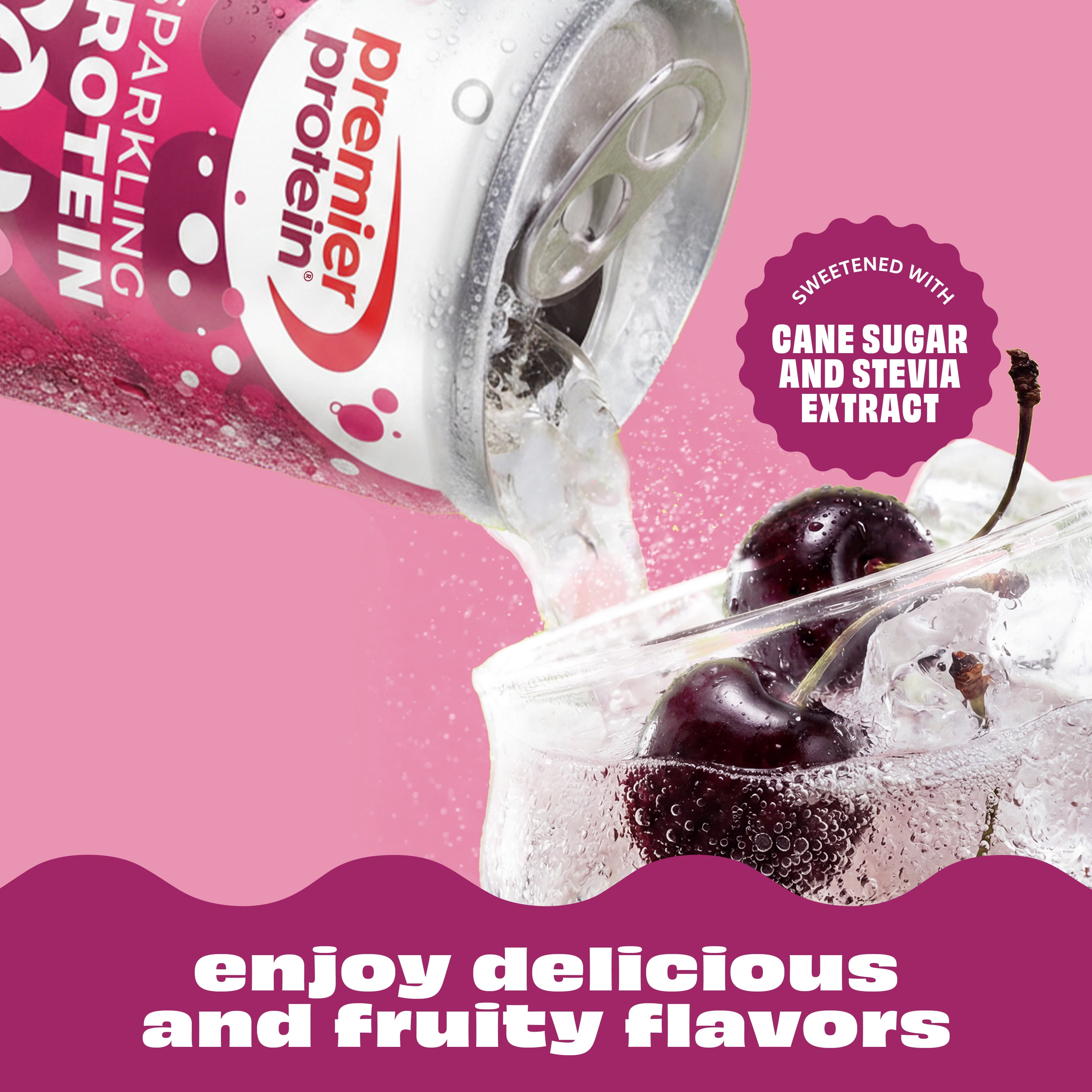 Premier Protein, Sparkling Protein Soda, 15g Protein, Black Cherry, 12 Fl Oz, 4 Ct