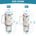 thumbnail image 3 of 40 oz Tumbler With Handle Stainless Steel Insulated Tumbler With Lid for Car Cup Holder Colored Outline Flower, 3 of 9